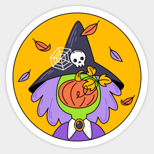 Witch and Pumpkin Sticker